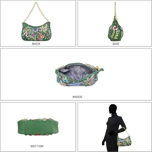 Anuschka Women’s Original Hand-Painted Genuine Leather Satchel with Crossbody - Picture 4 of 7